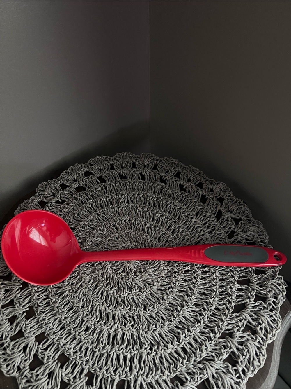 Betty Crocker Red melamine Soup Ladle with Gray Grip